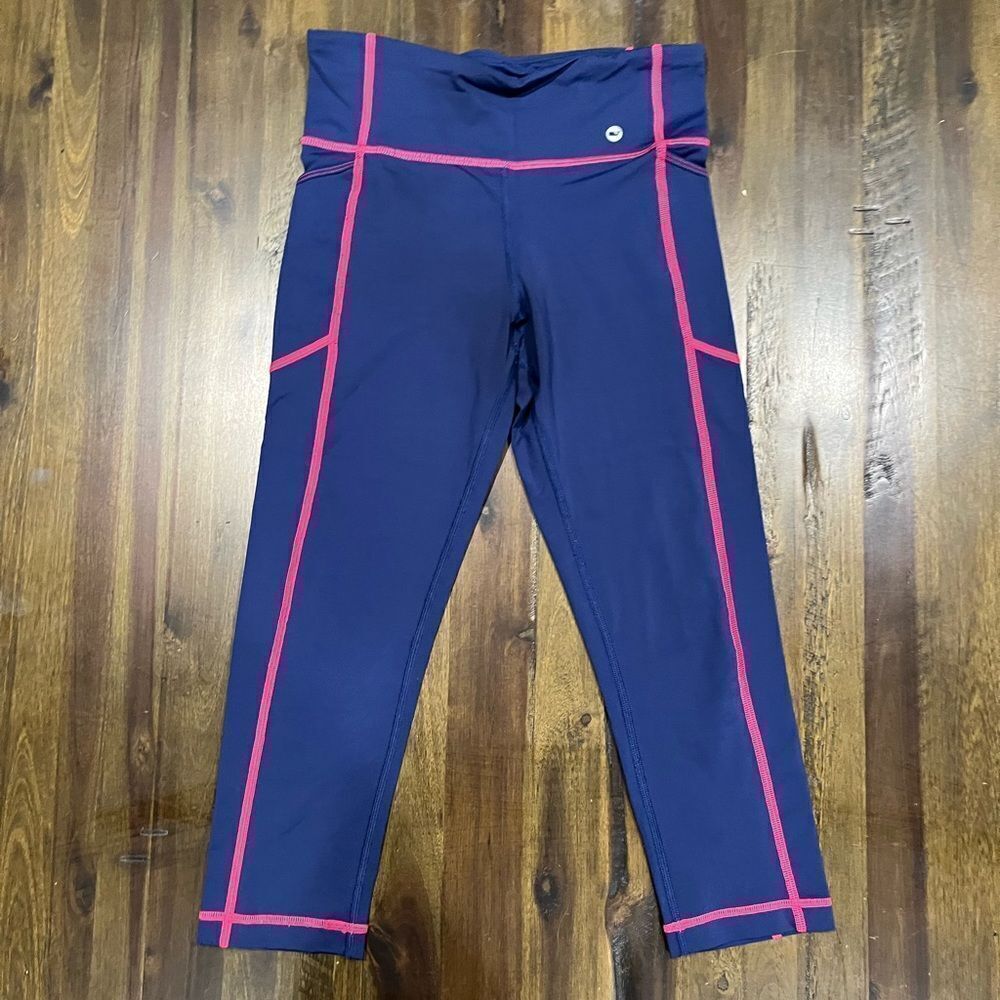 Vineyard Vines Performance Blue and Pink Cropped Leggings, Women's Size XSmall